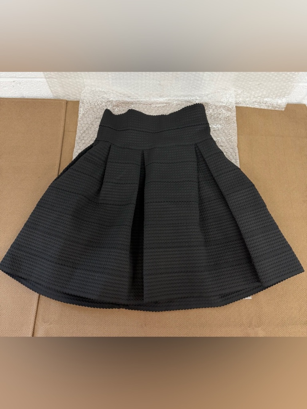 H&M Black Textured Skater Skirt